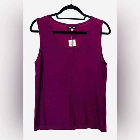 Cable & Gauge Camisole/Tank Knit, Sleeveless Women’s Top, Magenta, Size Large - Picture 2 of 11